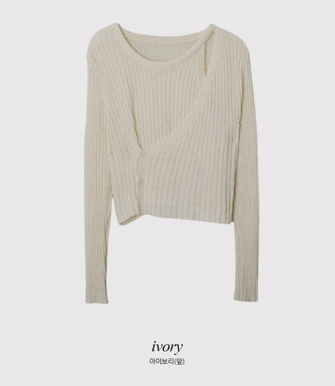 #Wrap Button Layered Knit (3color)