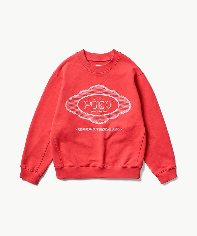 Lace Applique Sweatshirt - Bright Red