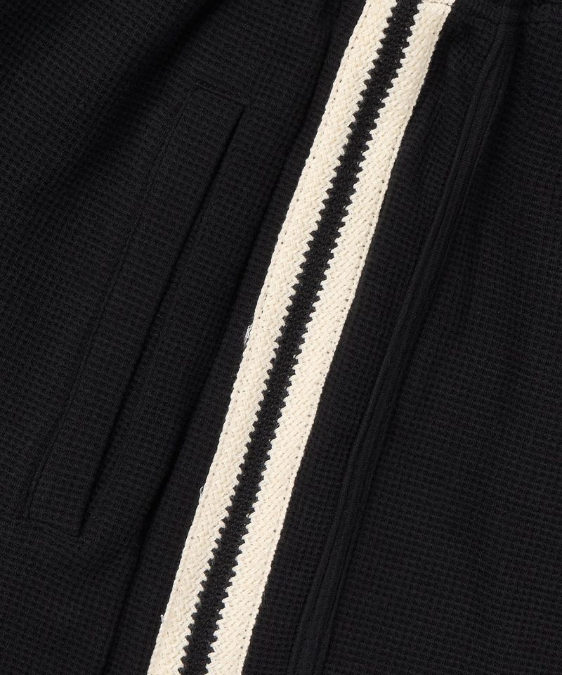 Embroidery Track Waffle Shorts - Black