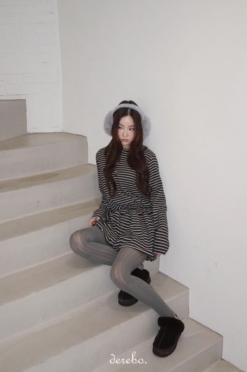 wool fleece stripe strap pumpkin dress