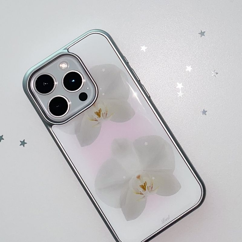 [MADE] ORCHID PHONE CASE (epoxy silver bumper)