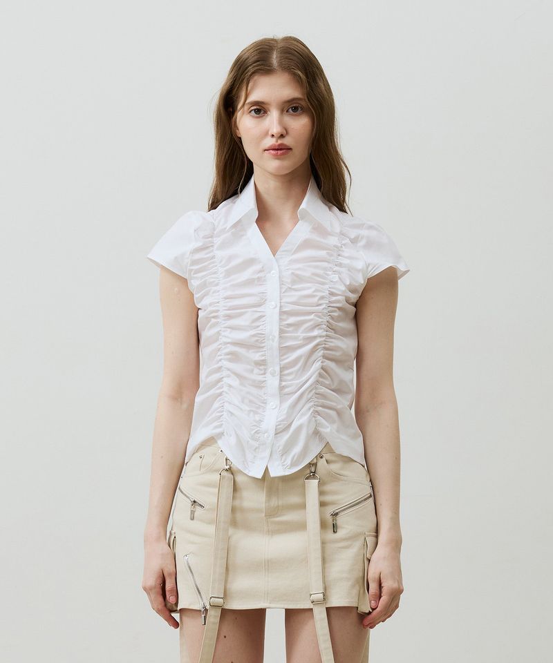 SYLPH SHIRRING SHIRT / WHITE
