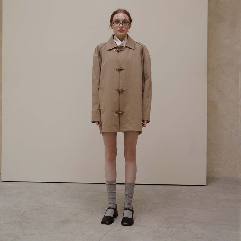 Beige Trench Half Coat