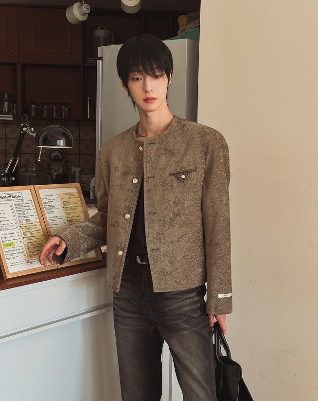 Ekkeullo Collar Less Tweed Blazer