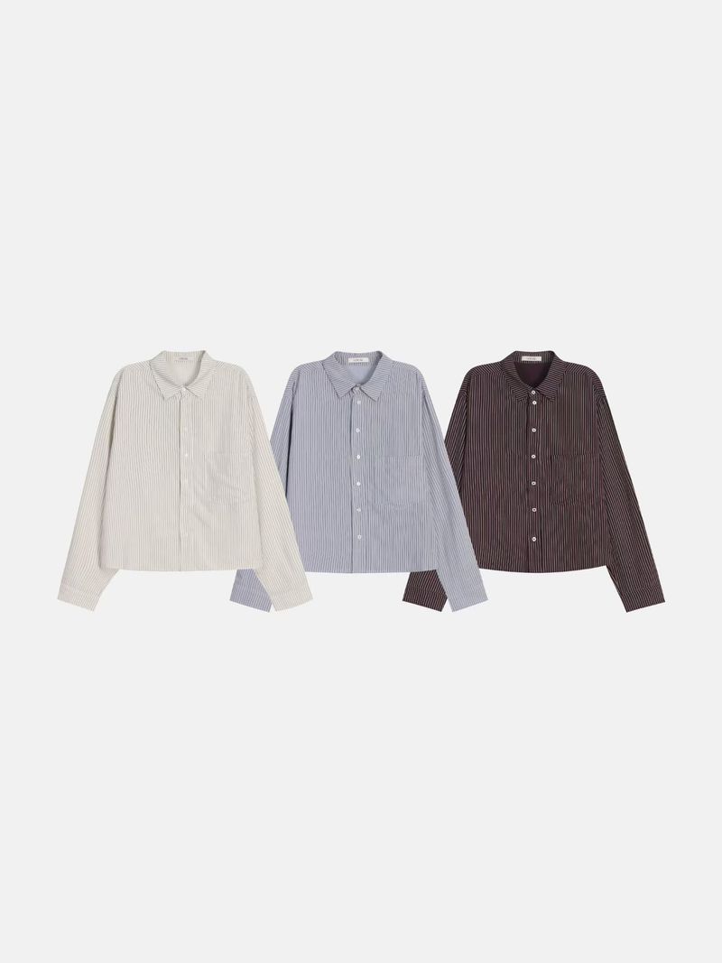 Sharp Silhouette Striped Wide Shirt