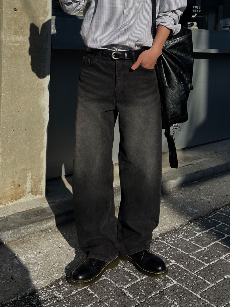 ESOO（イス）の「Spoken Wide Black Denim Pants (S, M, L, XL, 2XL)（Pants）」