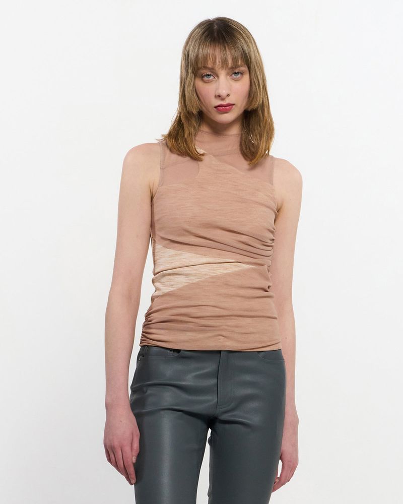 KIMZISU(キムジス)の「Layered Sleeveless _ BEIGE(Tops)」