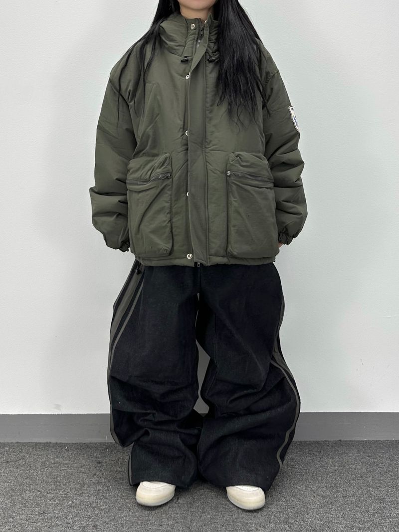 media track denim pants