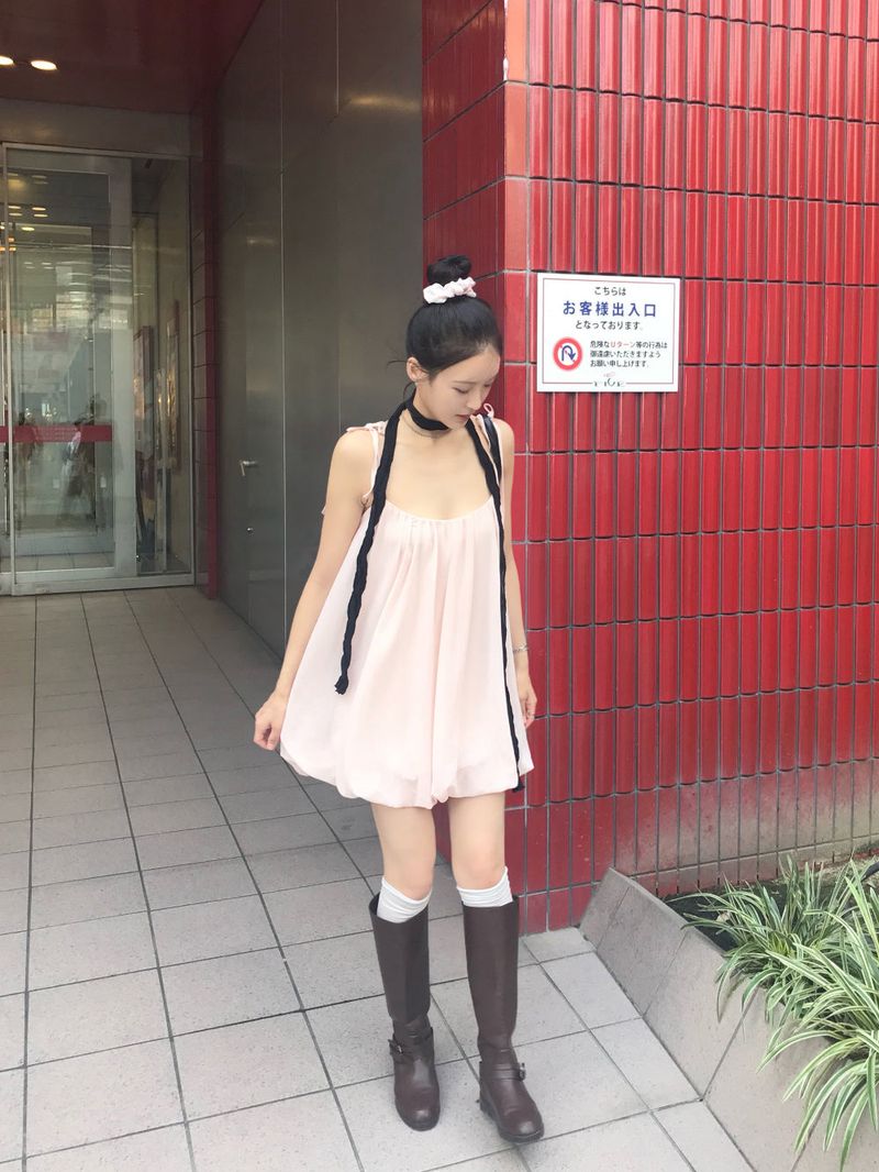 Peach Hug Ribbon Slip Pumkin Sleeveless Mini Dress