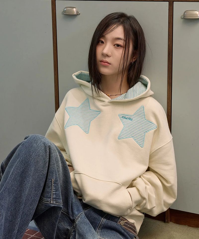 WaiKei（ワイケイ）の「ストライプ スター アップリケ フーディー（トップス）」