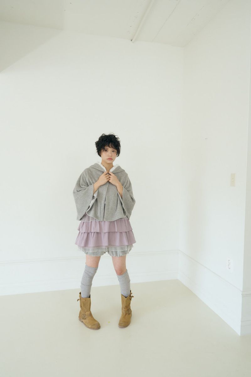 VANILLA TERRY HOOD CAPE (GREY)