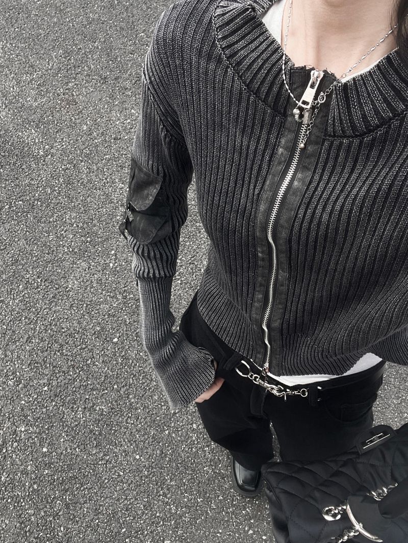 Y2K Back Point X Strap Bijo Wide Loose Fit Denim Long Pants (Black)