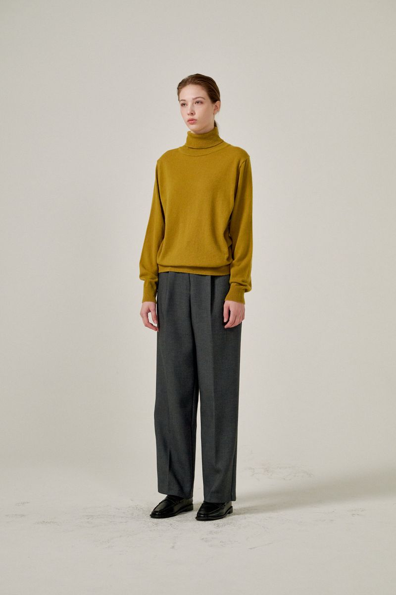 Cashmere turtle neck knit (Mustard)