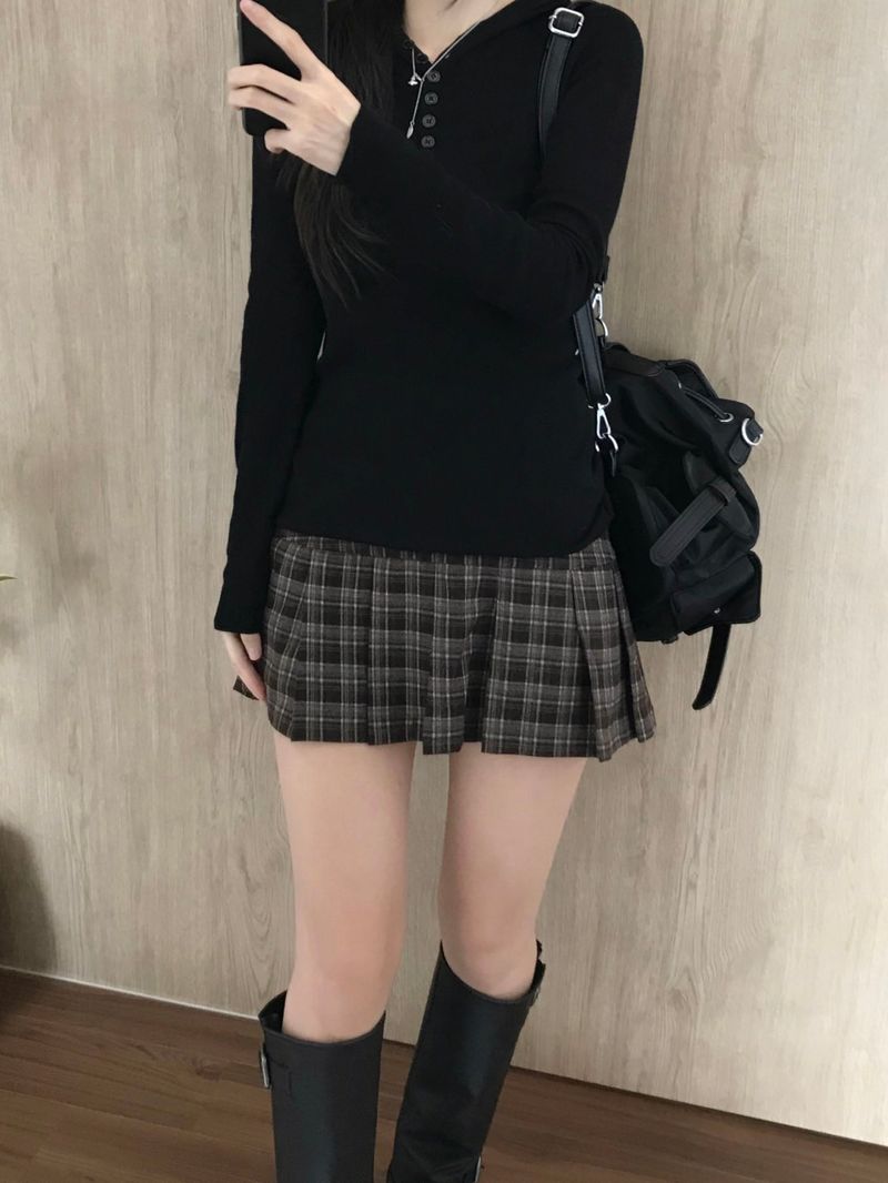 Fair Checkered Pleats Skirt (2 colors)