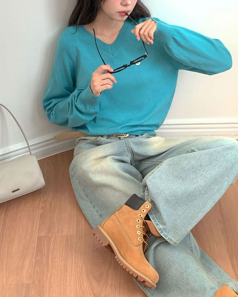 Caramel Color V-Neck Knit