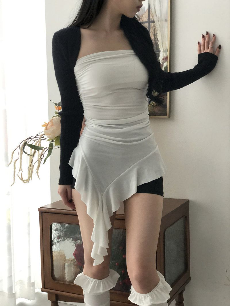Frill Unbal Mini-dress