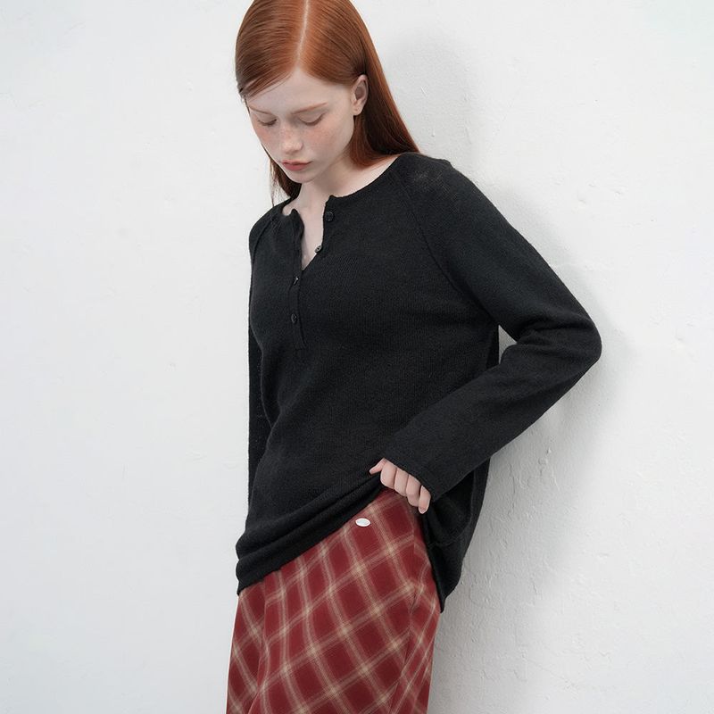 GENERAL IDEA（ジェネラルアイディア）の「シースルーヘンリーネックプルオーバー [BLACK]（Tops）」