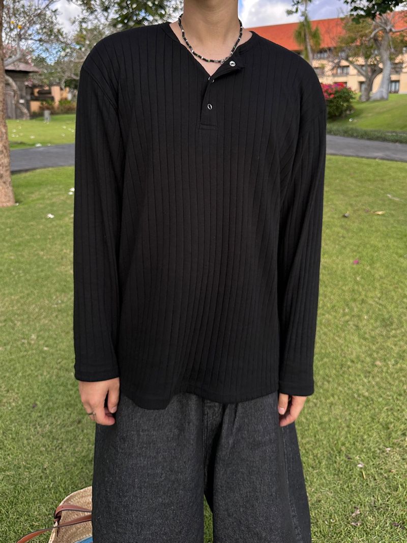 simple line henry neck long-sleeve 3C