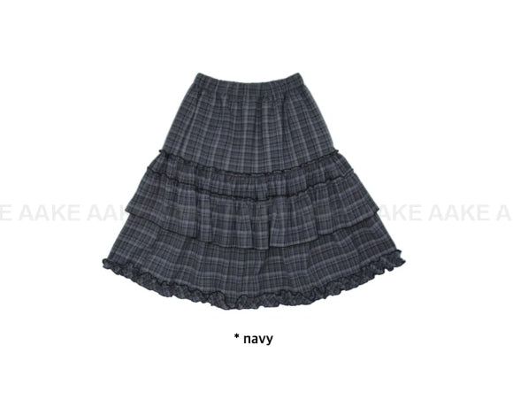 CHECK TIERED FRILL SKIRT