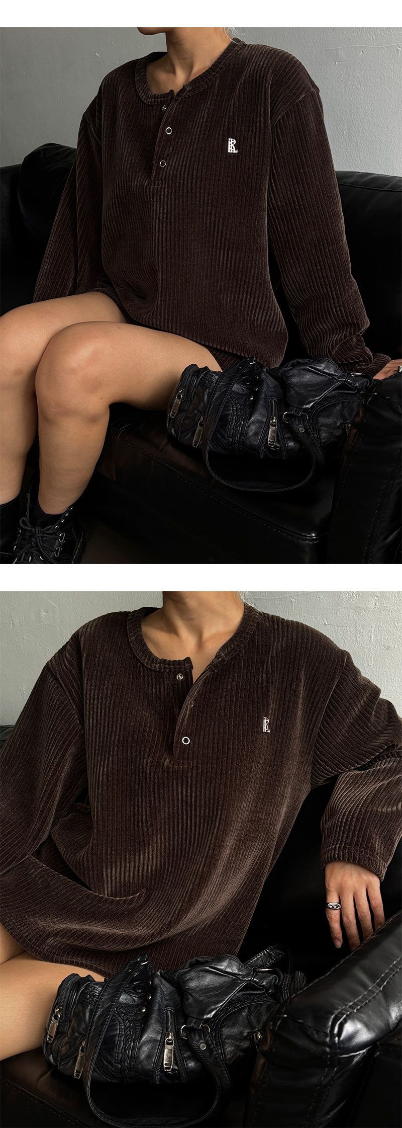 [MADE] Velvet golgi henry neck knit sleeves(3color)