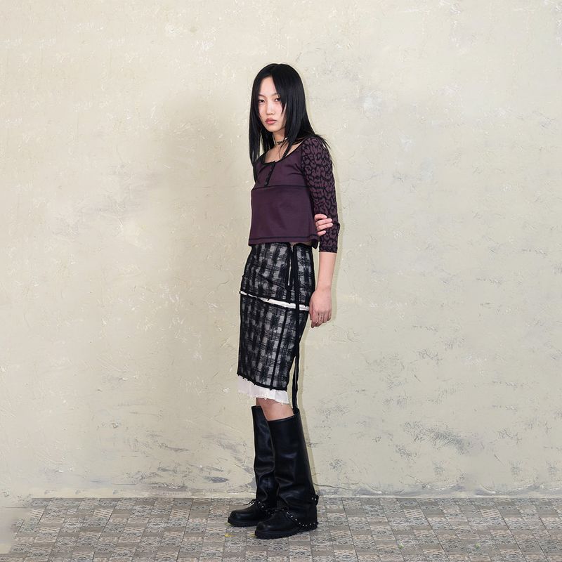 3 LAYERS CHECK SKIRT