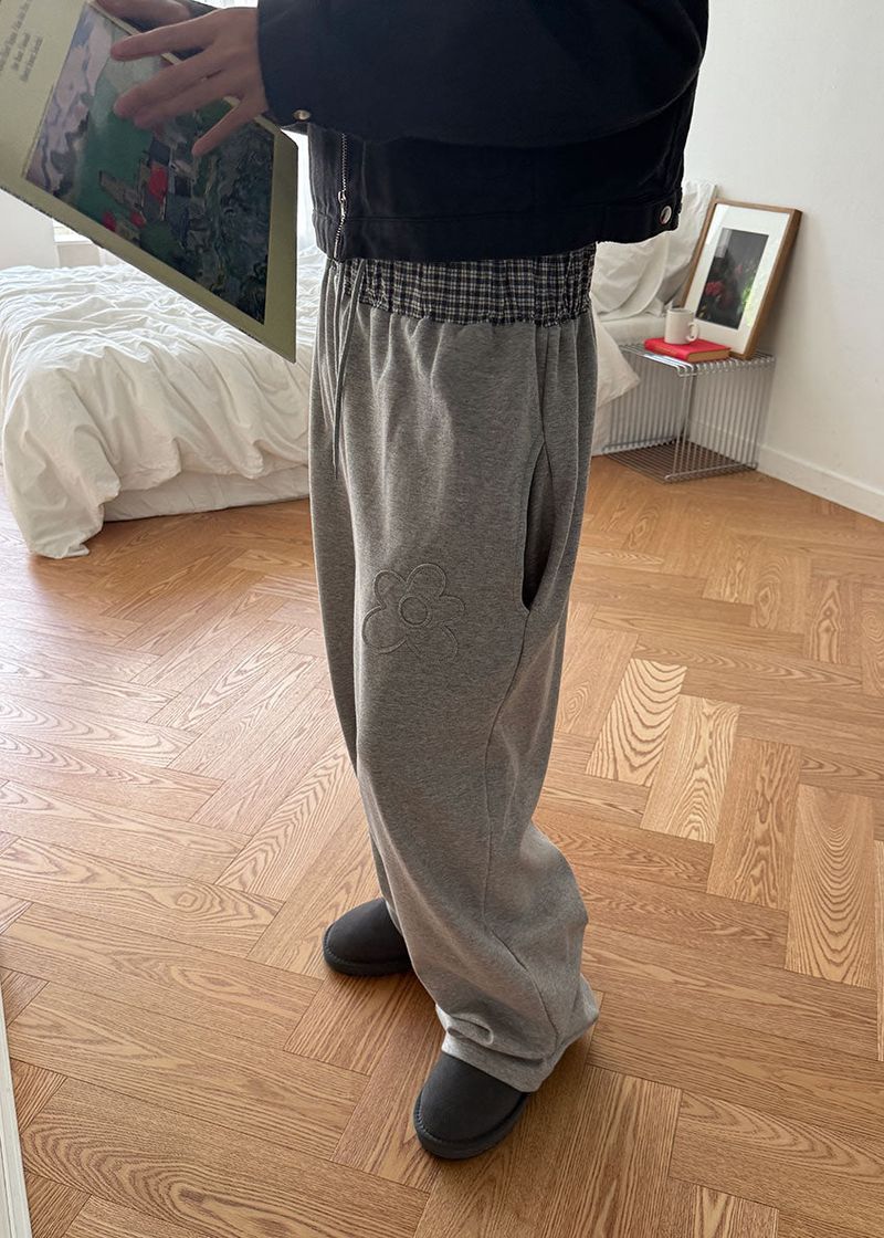 FLOWER CHECK BANDING PANTS