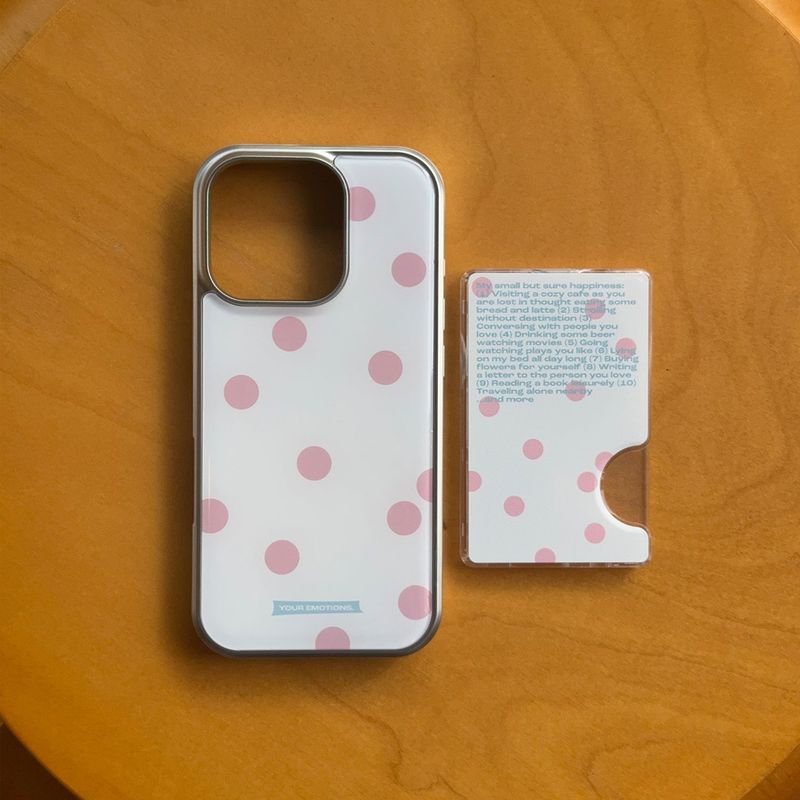 Dot text silver case (pink)