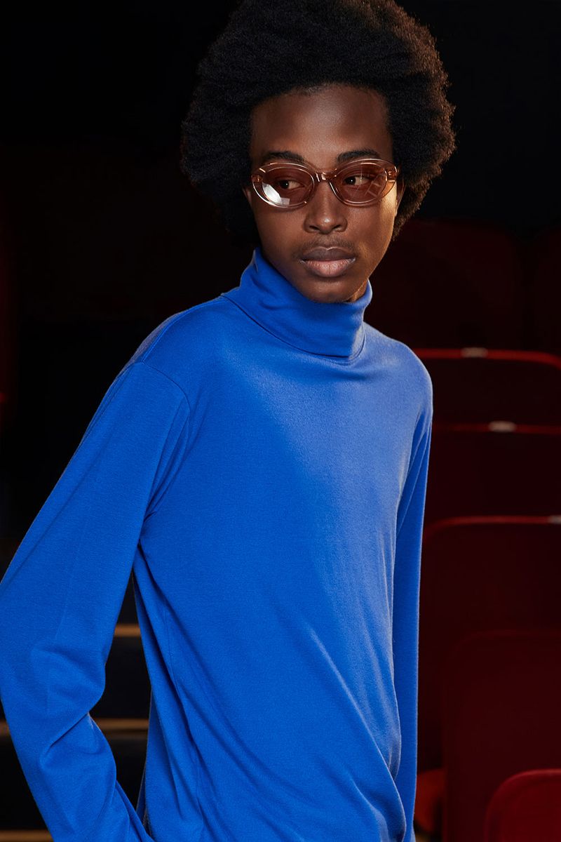 TURTLENECK KNIT T SHIRT / BLUE