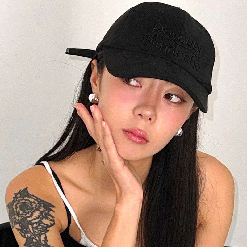 [MADE] Dimanche Signature Flash heart star suede cap [Black]