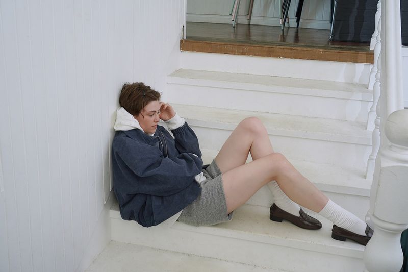 Ribbed knit shorts_gray