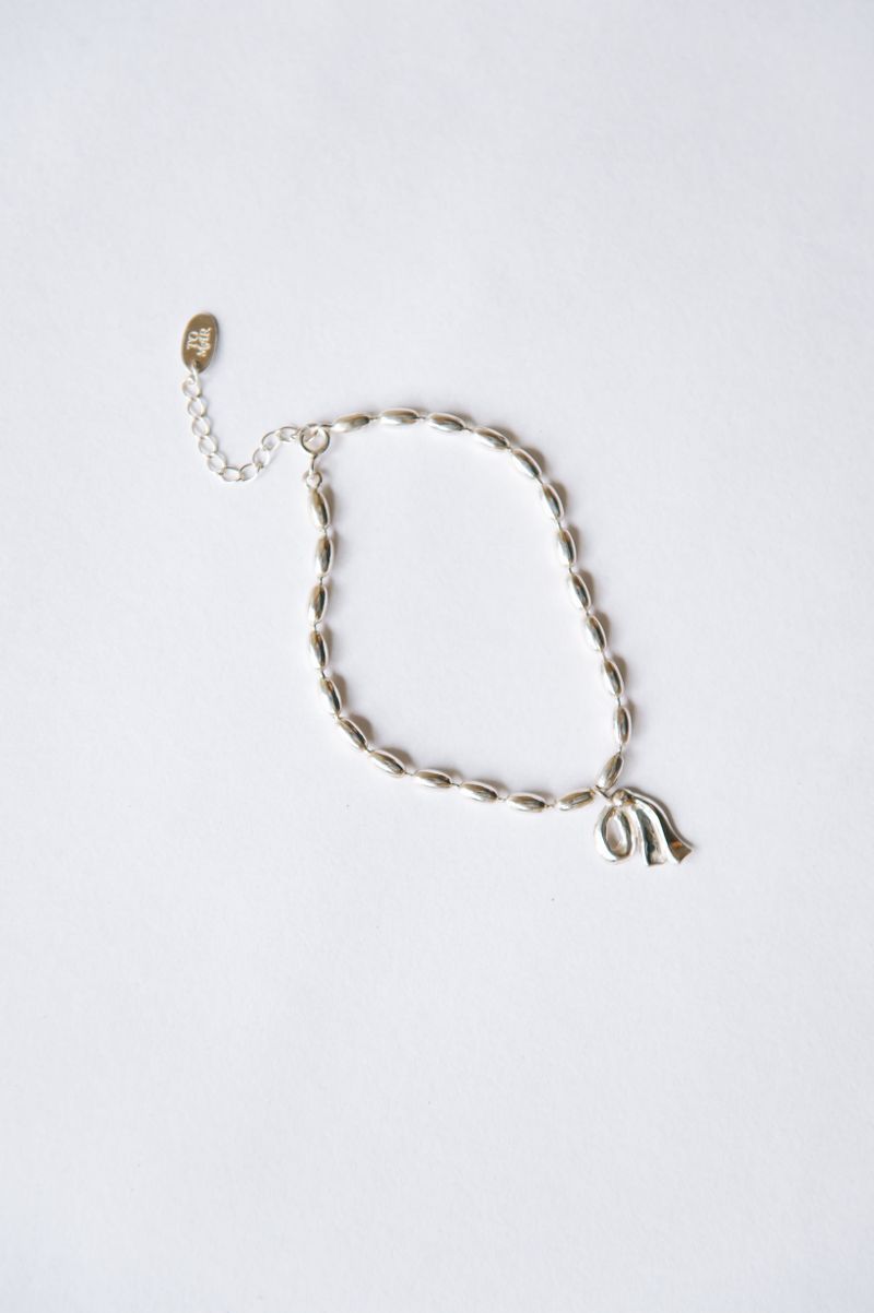 [MADE] Tiny ribbon bracelet (silver)