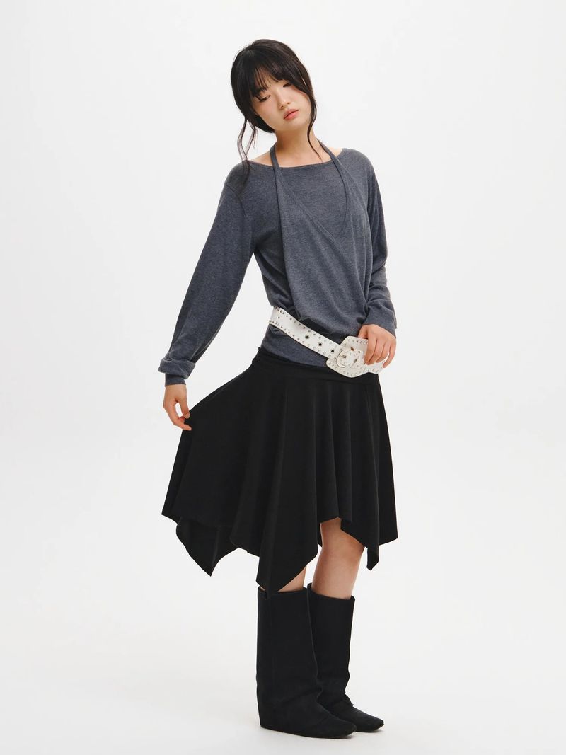 RELAXED HALTER LAYERED PULLOVER