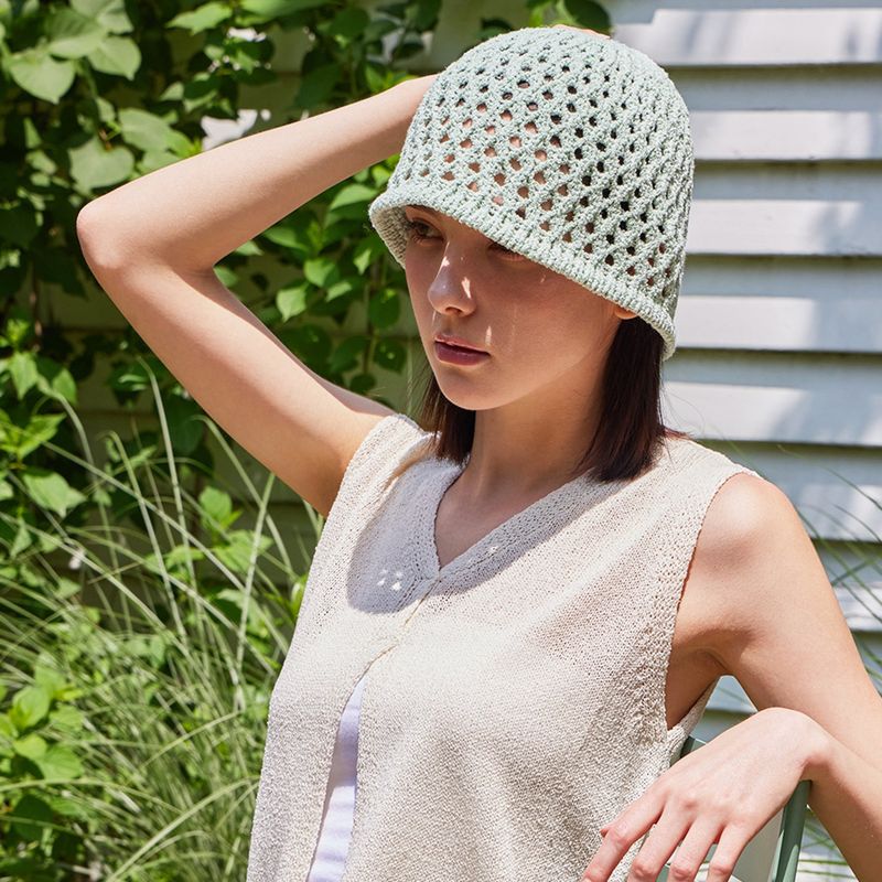 VZ Long Label Punching Knit Bucket Hat / Green
