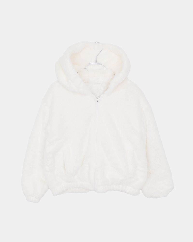 Chuha Fur Hood Lined Quilted Loose-Fit Zip-Up Jacket