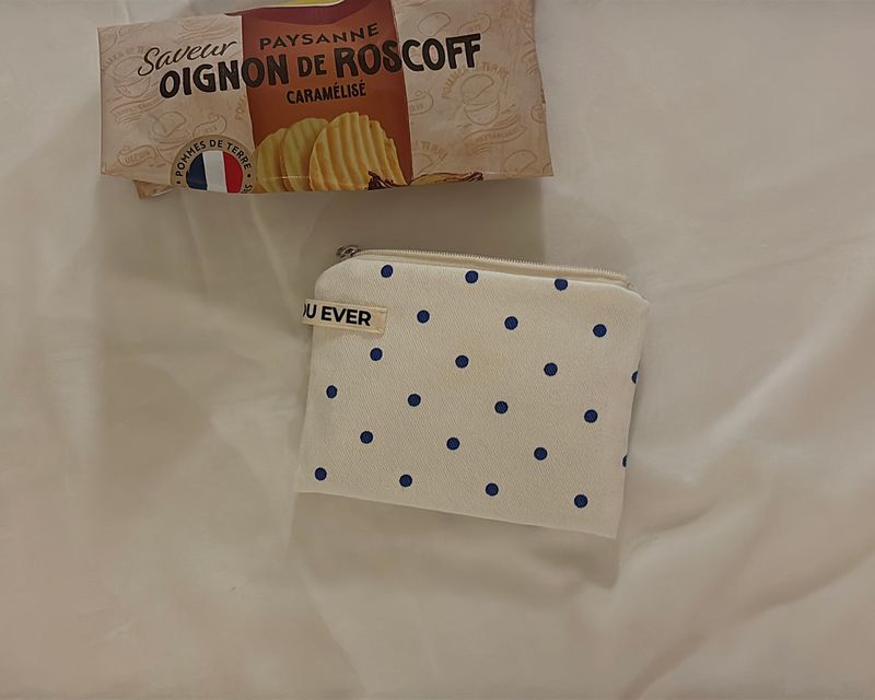 Dot flat pouch - blue , S size