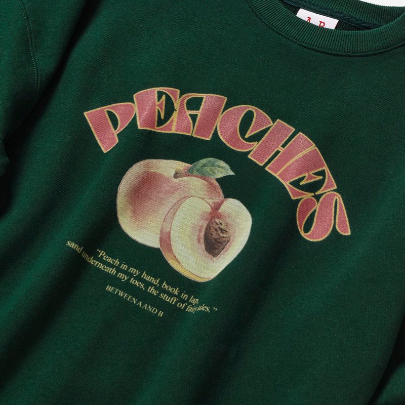 PEACHES DRAWING SWEATSHIRT_DEEP GREEN