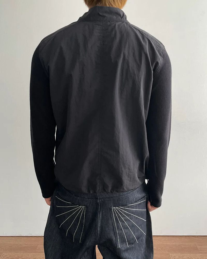 Mix Nylon Ribbed Zip-up