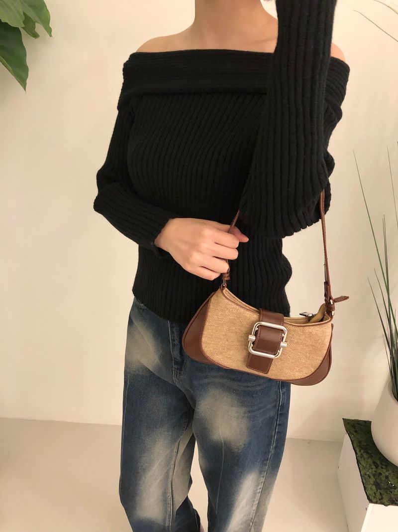 Drape feminine shoulder golgi knit
