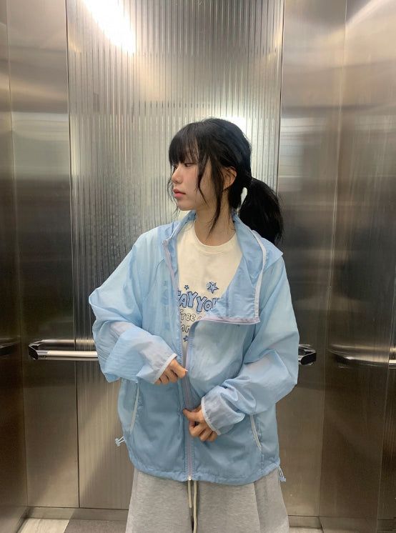 BAON（バオン）の「Mimove Diagonal SeeThrough Taping Summer Wind Jumper（Jackets/Outerwear）」
