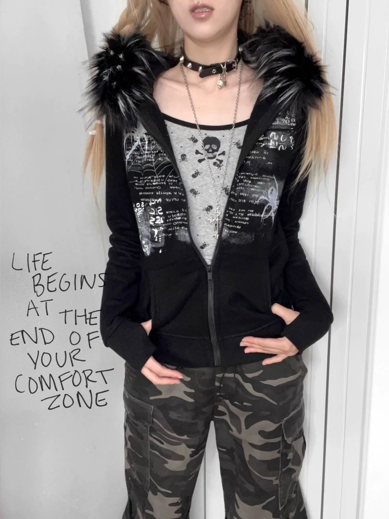 Fur Collar Zipper Hoodie