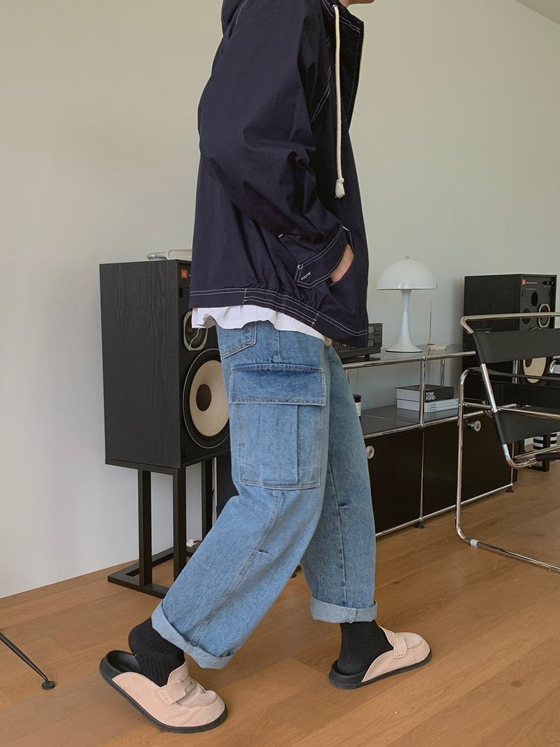 ASCLO Washed Denim Cargo Pants