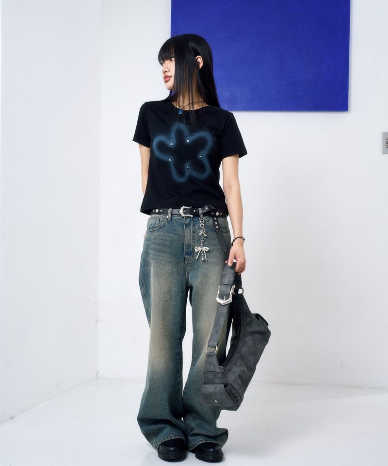 Bumpy Buckle Stone Bag (Gray)