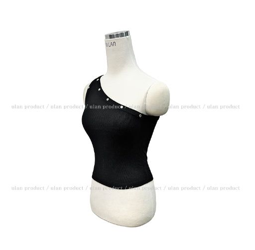 Low rivet one shoulder sleeveless