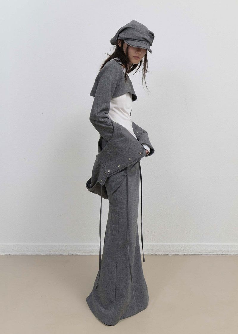 Layered Bolero Wool Jacket / Grey