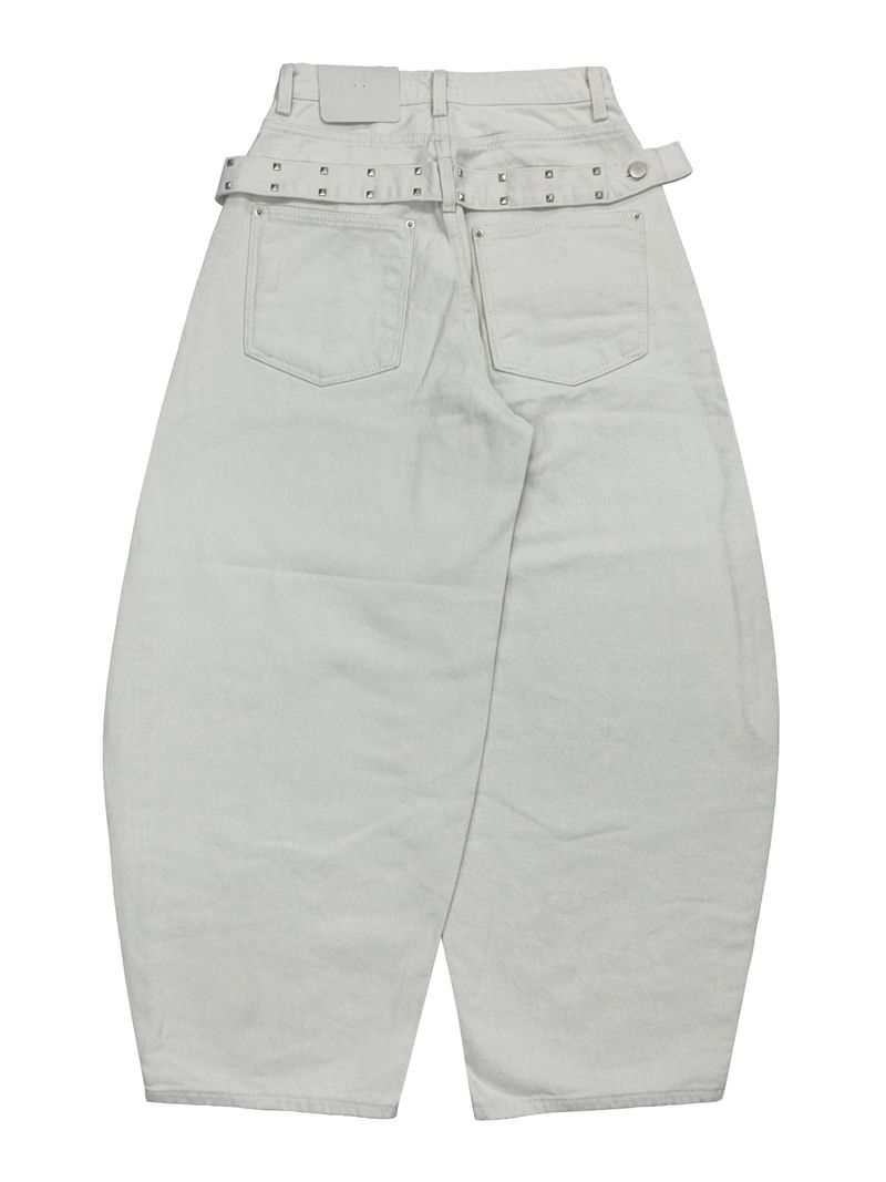 stud edge wide denim (fleece-lined / 2color)