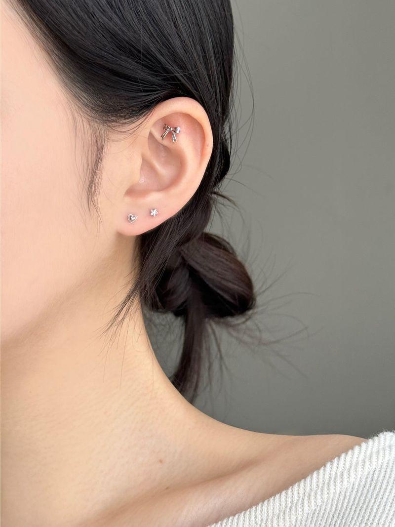 [3 set] love ribbon piercing set