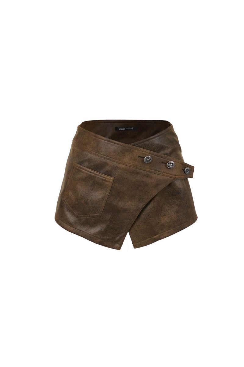 BELT WRAP SKIRT[brown]