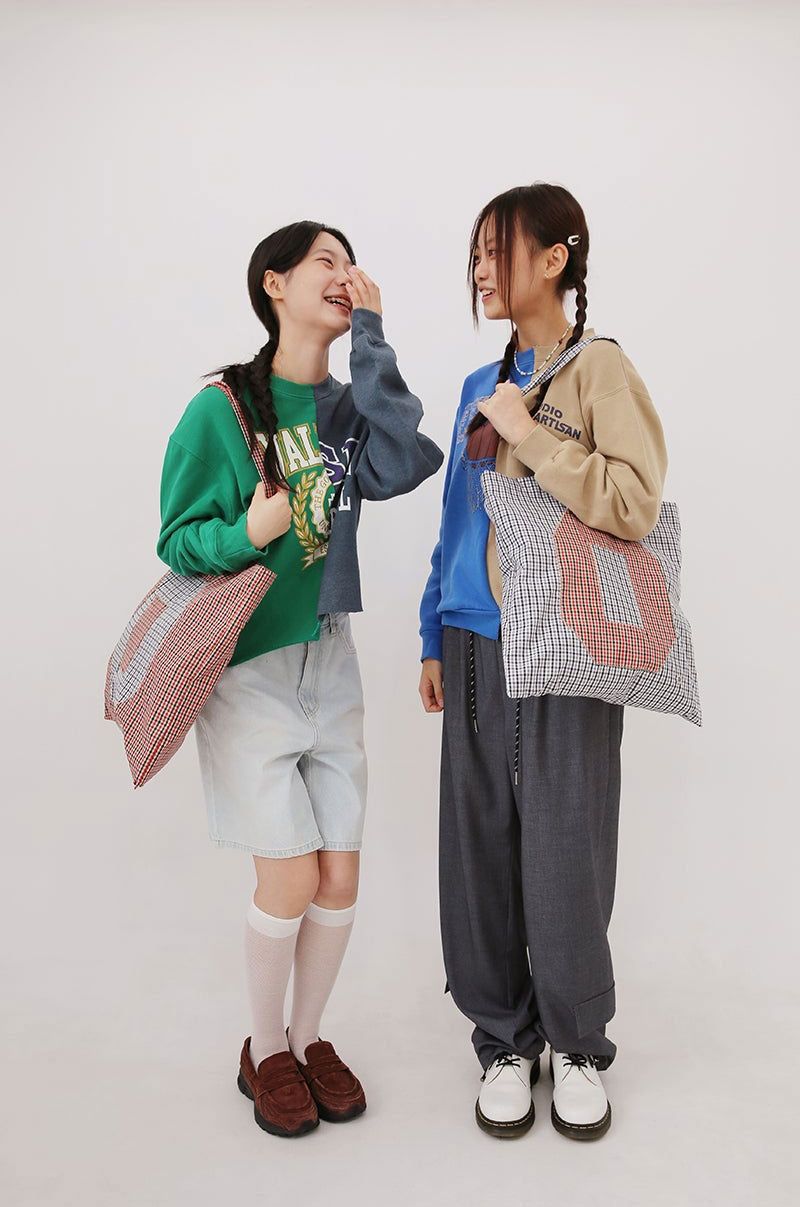 0 Applique Check Eco Bag / Green