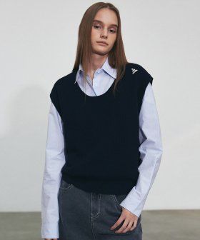 NNC ROUND NECK KNIT VEST_GRAY