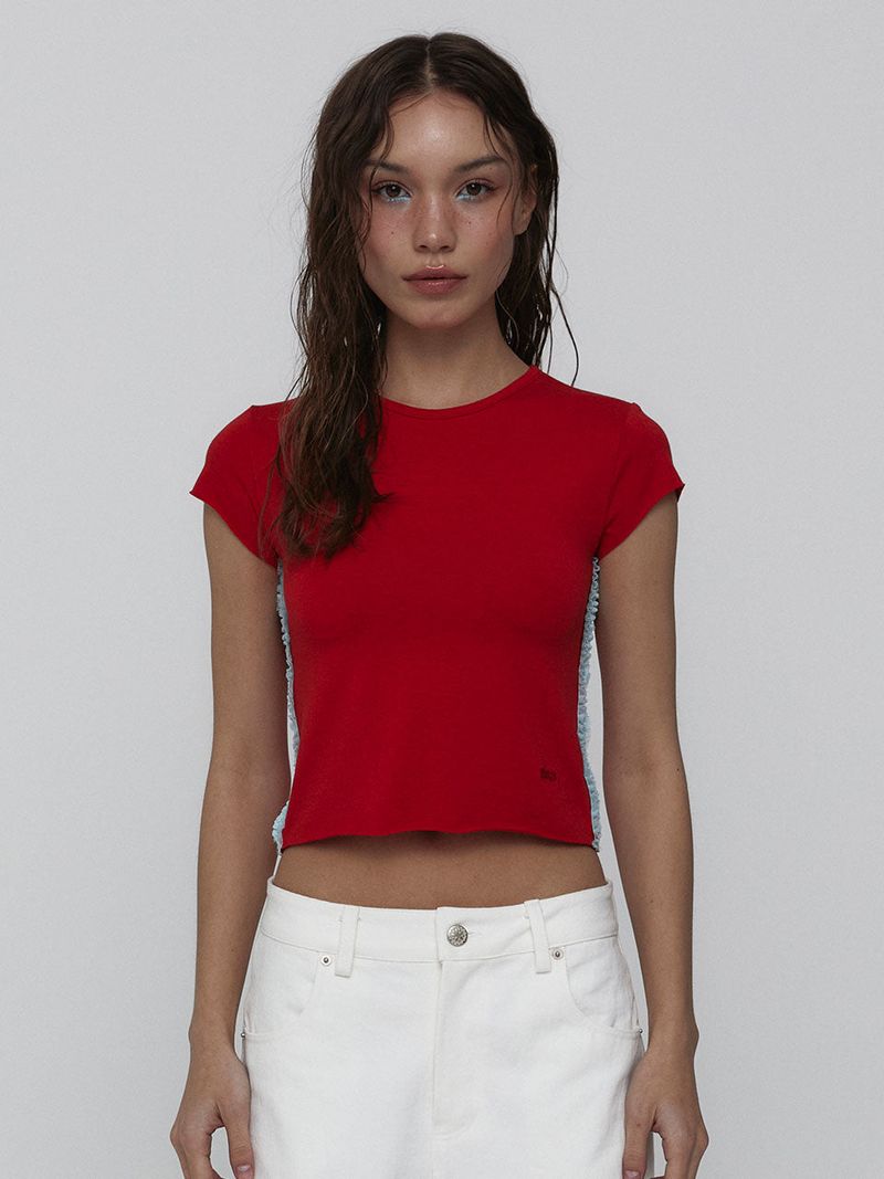 レースベビーTシャツ_レッド
